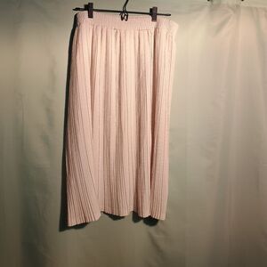 Light Pink Pleated Midi Skirt – Flowy High Waist A-Line